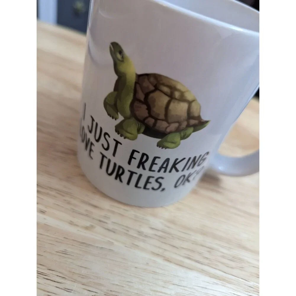 Turtle Mug‎ CVS I just freaking love turtles Ok? 4 inch coffee mug dual side